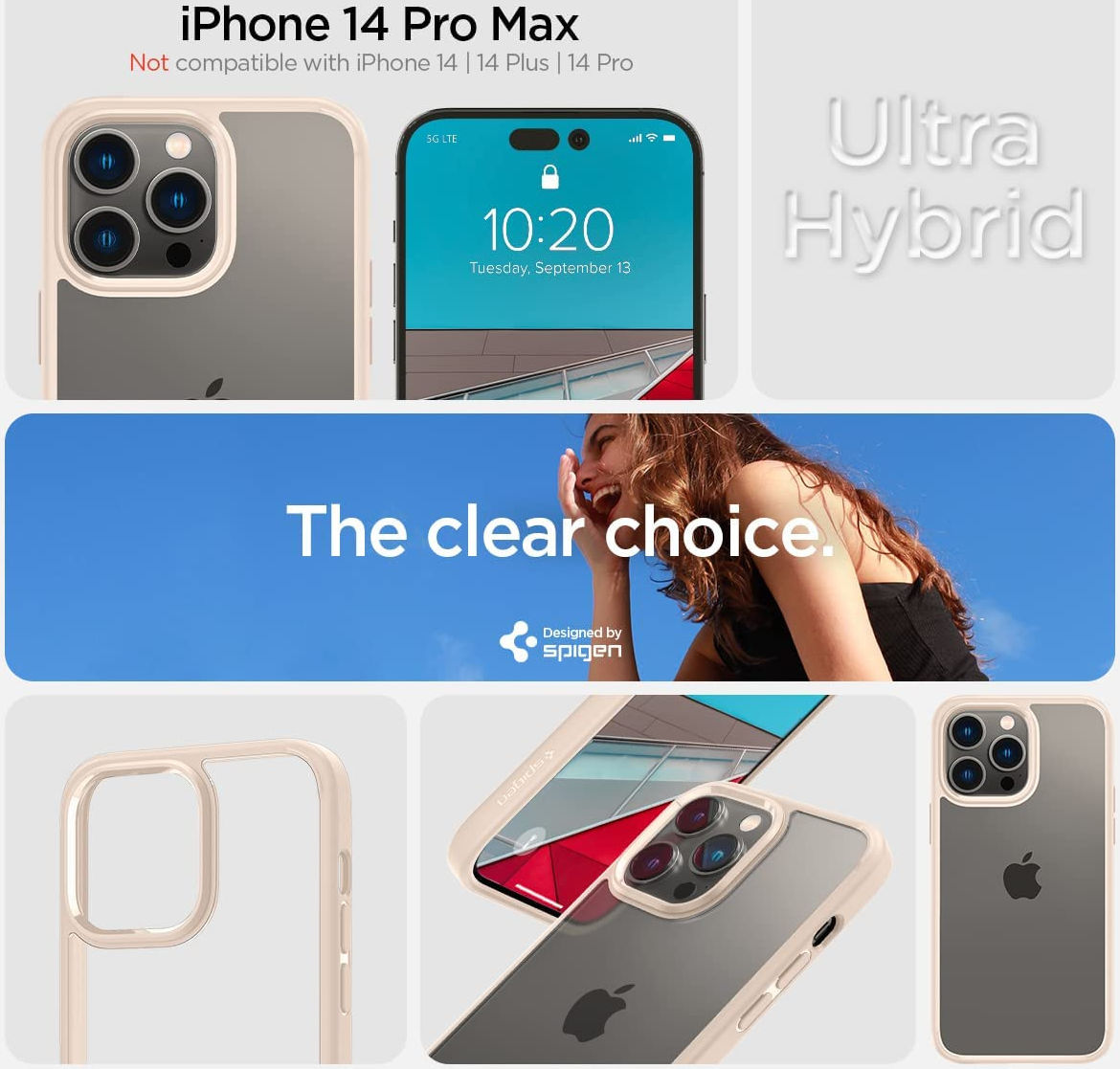 Spigen Ultra Hybrid Apple iPhone 14 Pro Max Hoesje Beige afbeelding 13