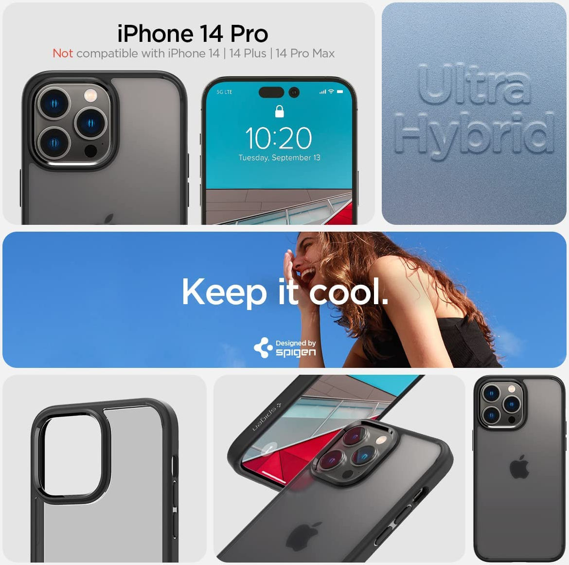 Spigen Ultra Hybrid Apple iPhone 14 Pro Hoesje Back Cover Zwart afbeelding 7