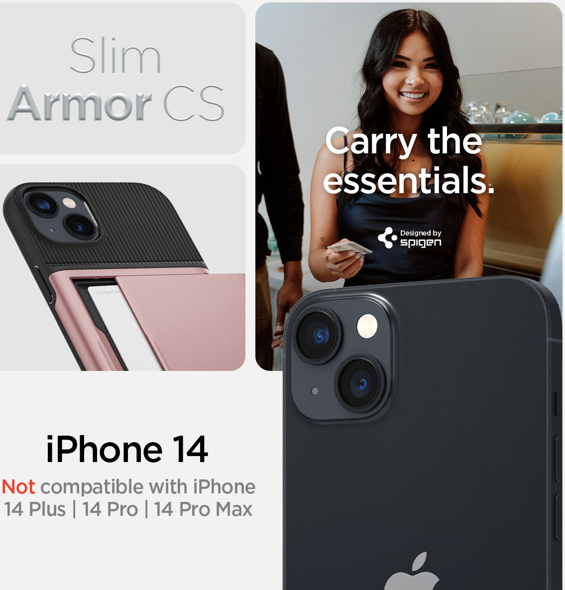 Spigen Slim Armor CS Apple iPhone 14 Hoesje Back Cover Roze Goud afbeelding 13