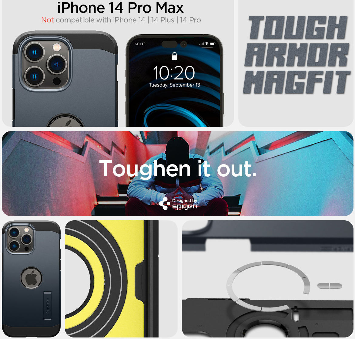 Spigen Tough Armor MagSafe Apple iPhone 14 Pro Max Hoesje Metal Slate afbeelding 10