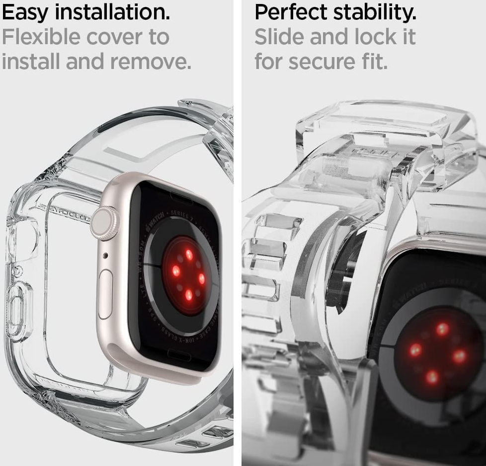 Spigen Liquid Crystal Pro Apple Watch 45MM/44MM Hoesje en Bandje Clear afbeelding 4