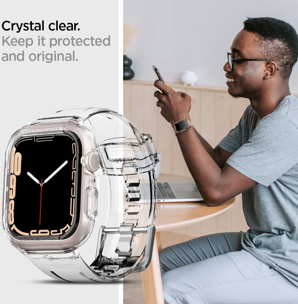 Spigen Liquid Crystal Pro Apple Watch 45MM/44MM Hoesje en Bandje Clear afbeelding 7