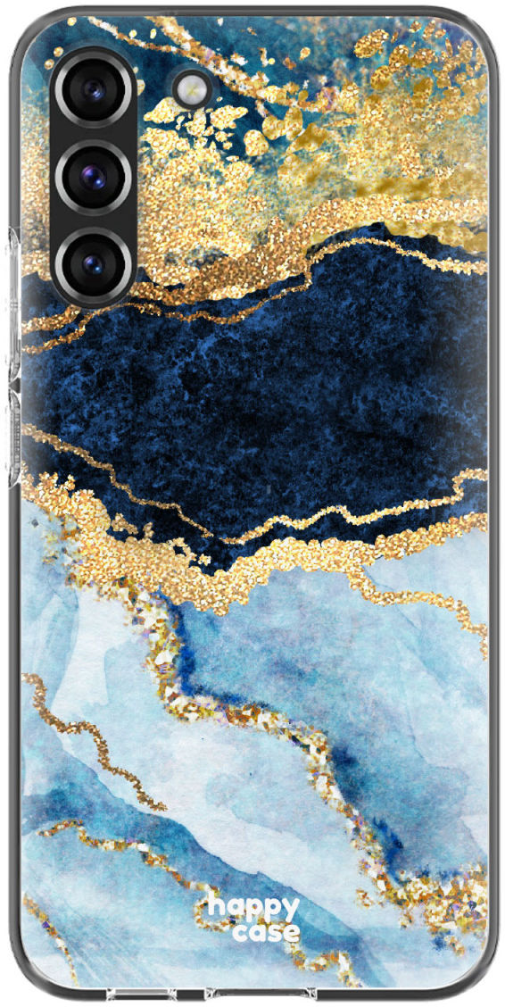 HappyCase Samsung Galaxy S22 Plus Hoesje TPU Blauw Marmer Print afbeelding 1