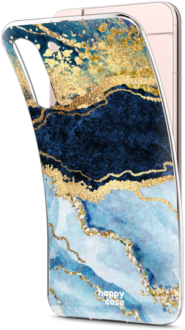 HappyCase Samsung Galaxy S22 Plus Hoesje TPU Blauw Marmer Print afbeelding 2