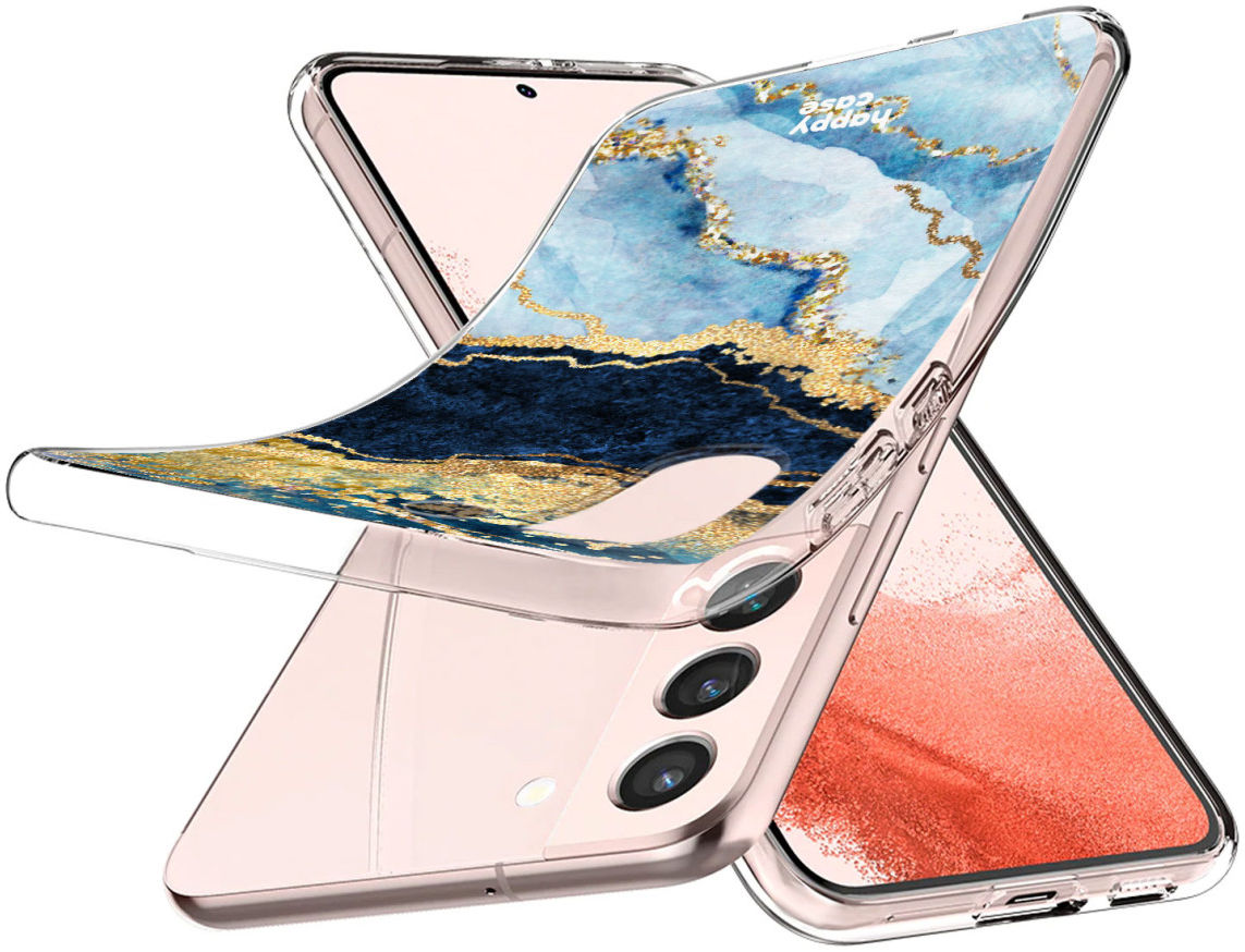 HappyCase Samsung Galaxy S22 Plus Hoesje TPU Blauw Marmer Print afbeelding 4