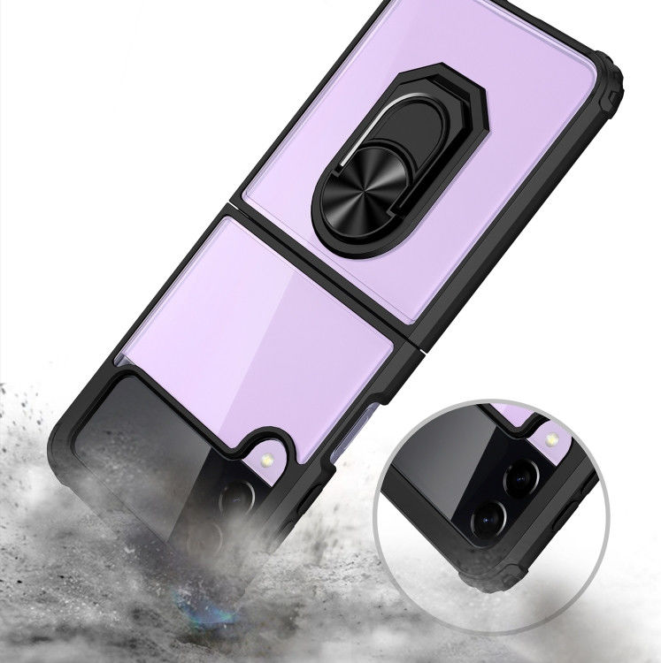 Samsung Galaxy Z Flip 4 Hoesje met Kickstand Ring Transparant/Zwart afbeelding 3