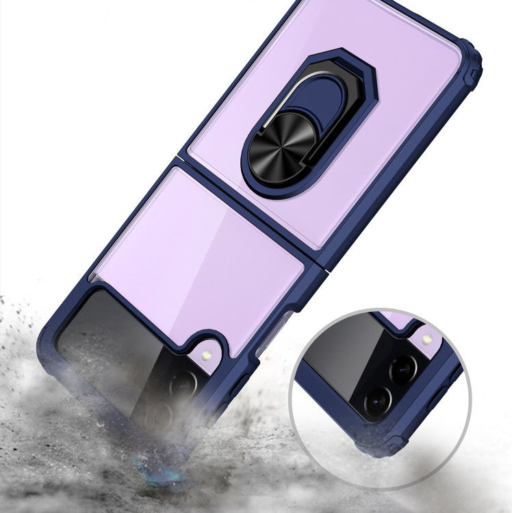 Samsung Galaxy Z Flip 4 Hoesje met Kickstand Ring Transparant/Blauw afbeelding 3