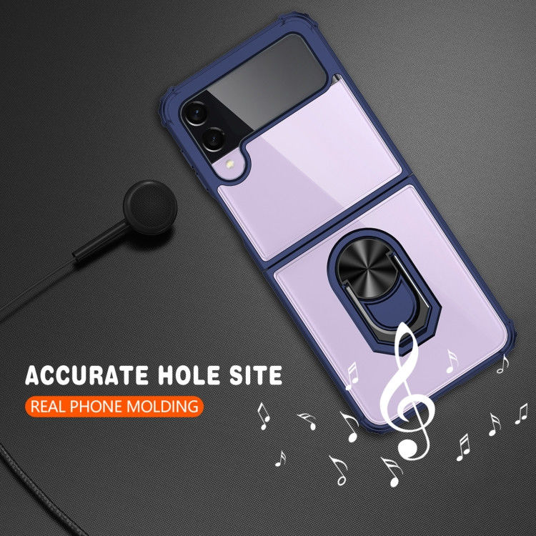 Samsung Galaxy Z Flip 4 Hoesje met Kickstand Ring Transparant/Blauw afbeelding 6