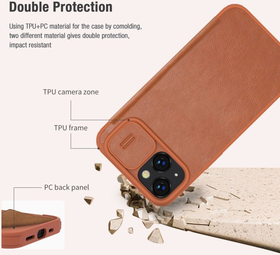 Nillkin Qin Pro Apple iPhone 14 Hoesje Book Case Camera Slider Zwart afbeelding 4