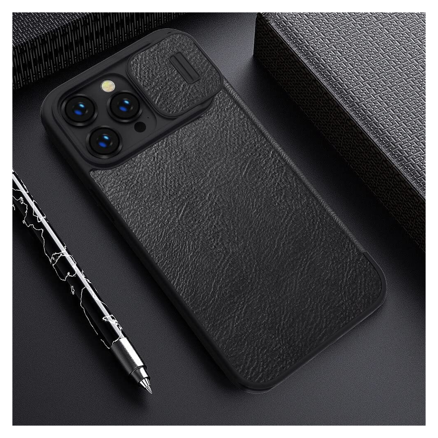 Nillkin Qin Pro iPhone 14 Pro Hoesje Book Case Camera Slider Zwart afbeelding 6