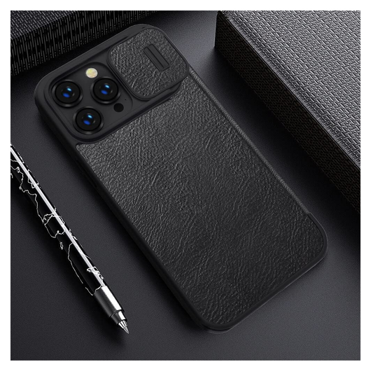 Nillkin Qin Pro iPhone 14 Pro Hoesje Book Case Camera Slider Zwart afbeelding 6
