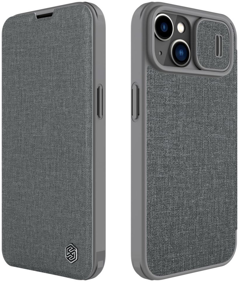 Nillkin Qin Pro iPhone 14 Hoesje Book Case Camera Slider Classic Grijs afbeelding 1
