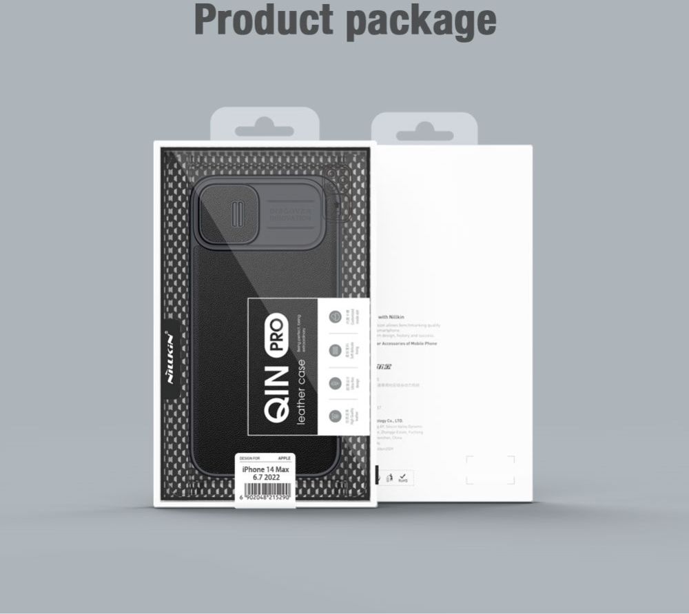 Nillkin Qin Pro iPhone 14 Hoesje Book Case Camera Slider Classic Grijs afbeelding 10