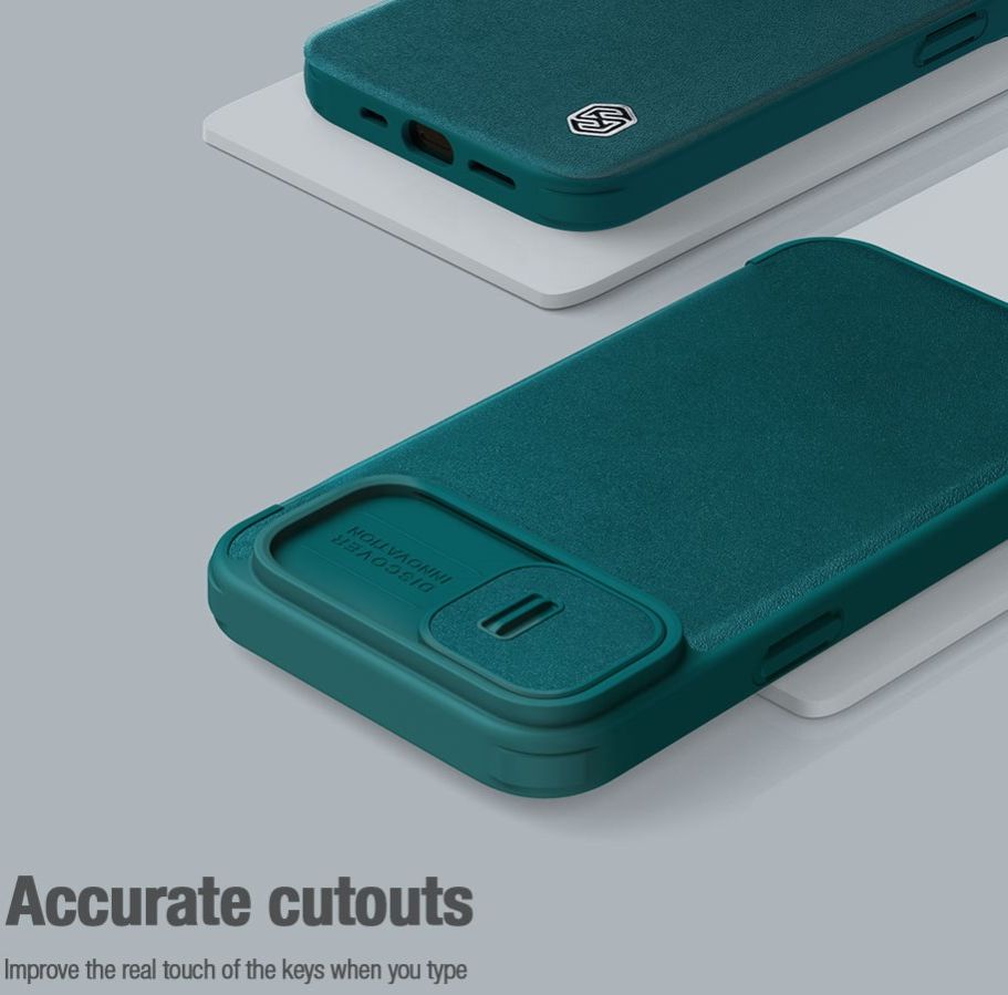 Nillkin Qin Pro iPhone 14 Hoesje Book Case Camera Slider Classic Grijs afbeelding 9