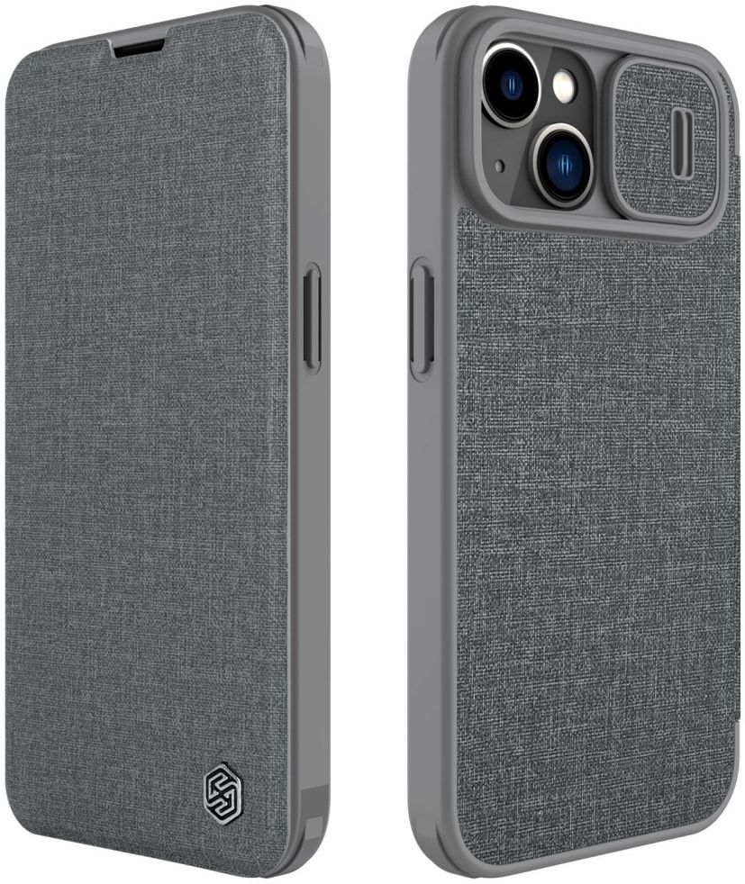 Nillkin Qin Pro iPhone 14 Plus Hoesje Book Case Camera Slider Grijs afbeelding 2