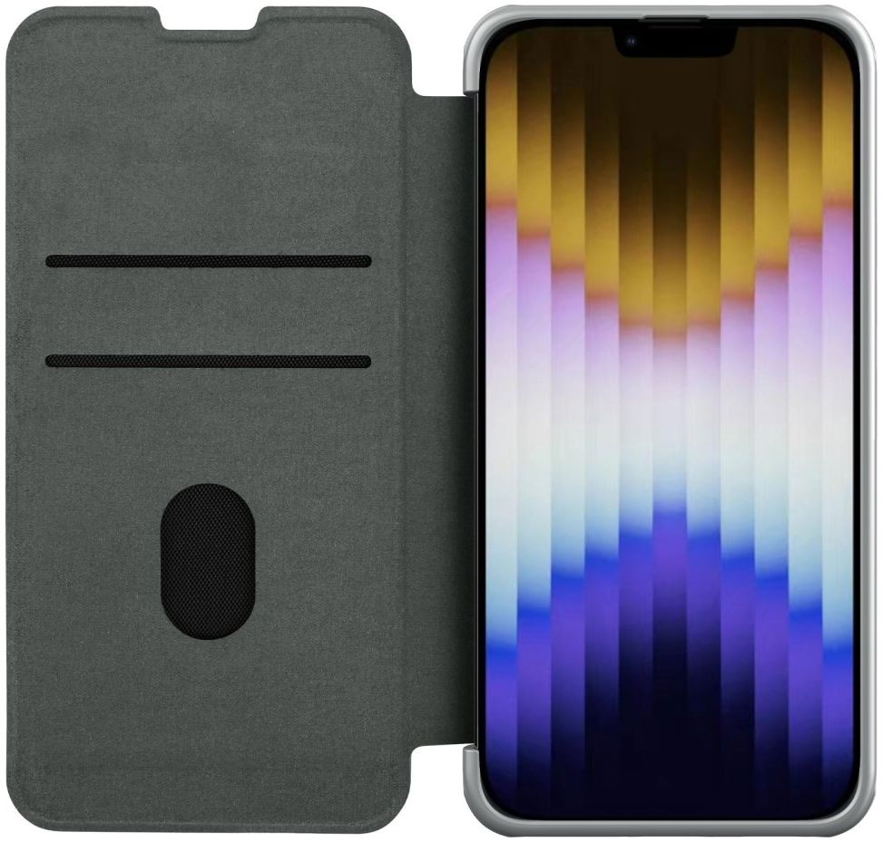 Nillkin Qin Pro iPhone 14 Plus Hoesje Book Case Camera Slider Grijs afbeelding 1