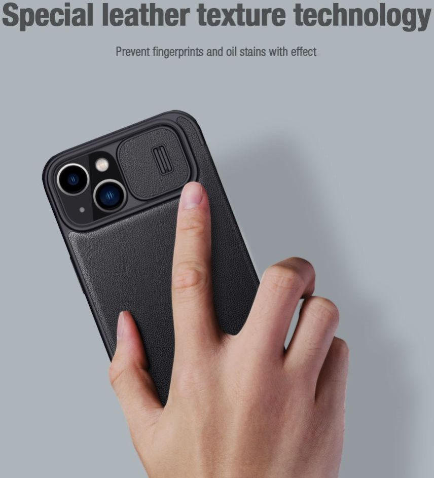 Nillkin Qin Pro iPhone 14 Plus Hoesje Book Case Camera Slider Grijs afbeelding 9