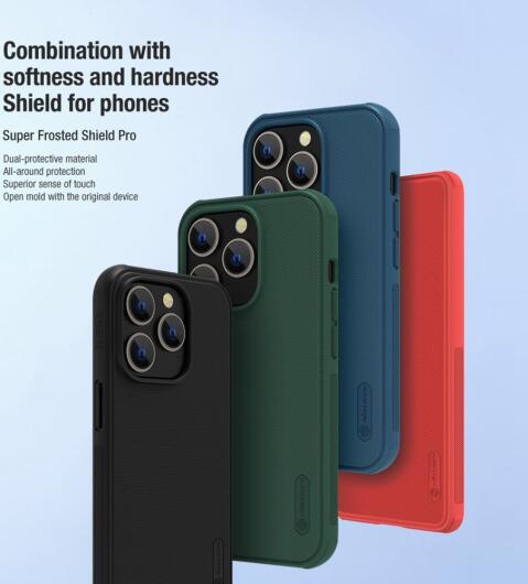 Nillkin Super Frosted Shield Apple iPhone 14 Pro Hoesje Blauw afbeelding 5
