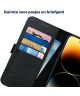 Rosso Deluxe Apple iPhone 14 Pro Max Hoesje Echt Leer Book Case Zwart