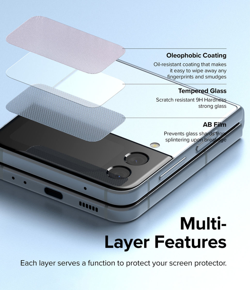 Ringke Cover Display Samsung Galaxy Z Flip 4 Screen Protector (3-Pack) afbeelding 9