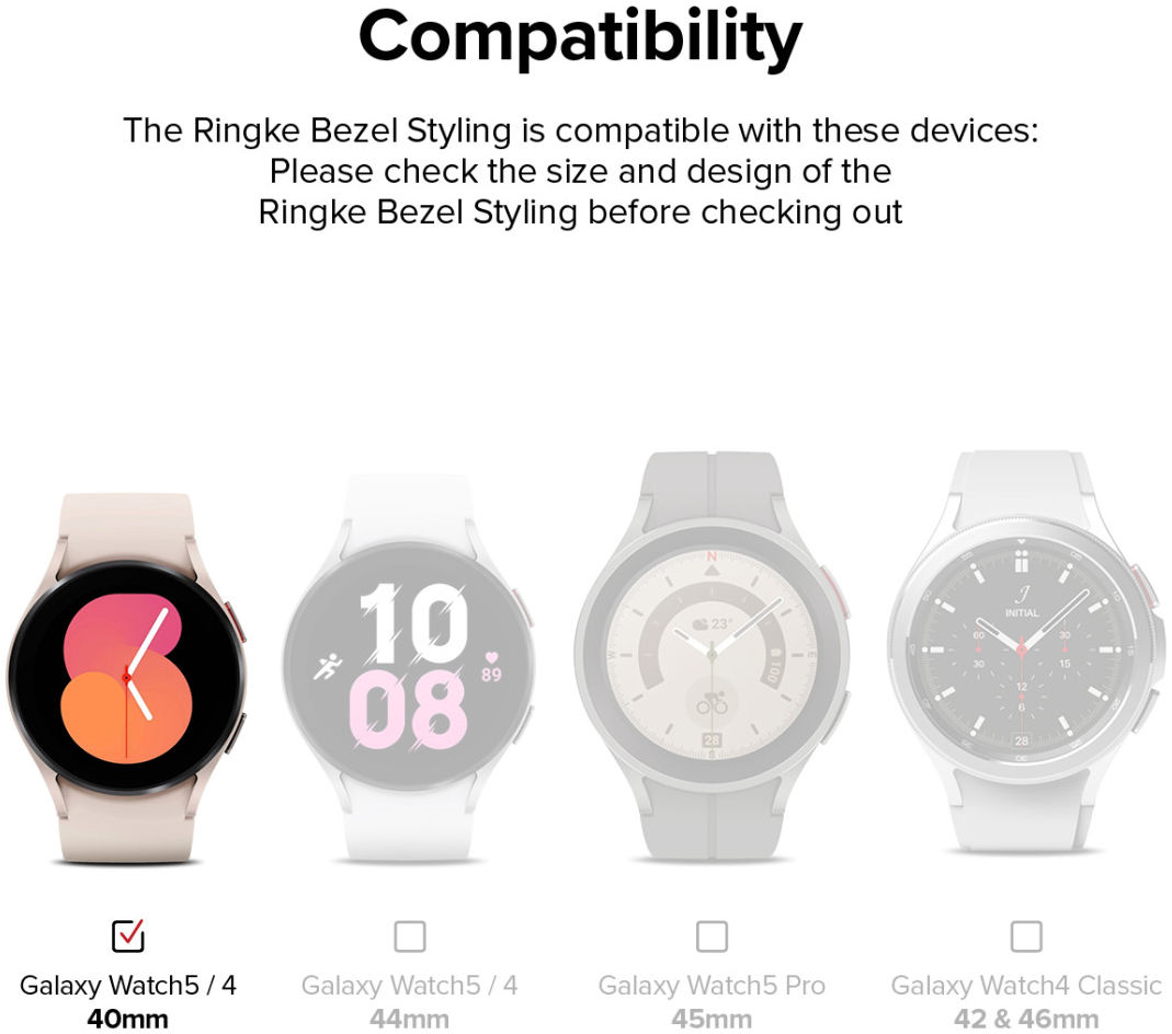 Ringke Bezel Styling - Galaxy Watch 5/4 40 MM Randbeschermer - RVS - Zwart afbeelding 10