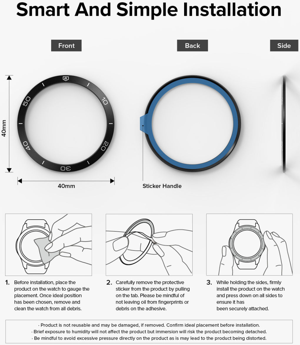 Ringke Bezel Styling - Galaxy Watch 5/4 40 MM Randbeschermer - RVS - Zwart afbeelding 11