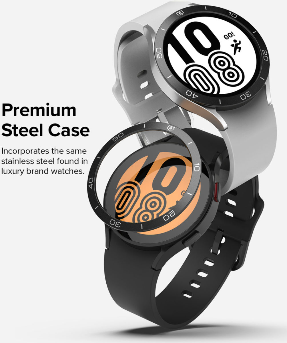 Ringke Bezel Styling - Galaxy Watch 5/4 44MM Randbeschermer - RVS - Zwart afbeelding 4