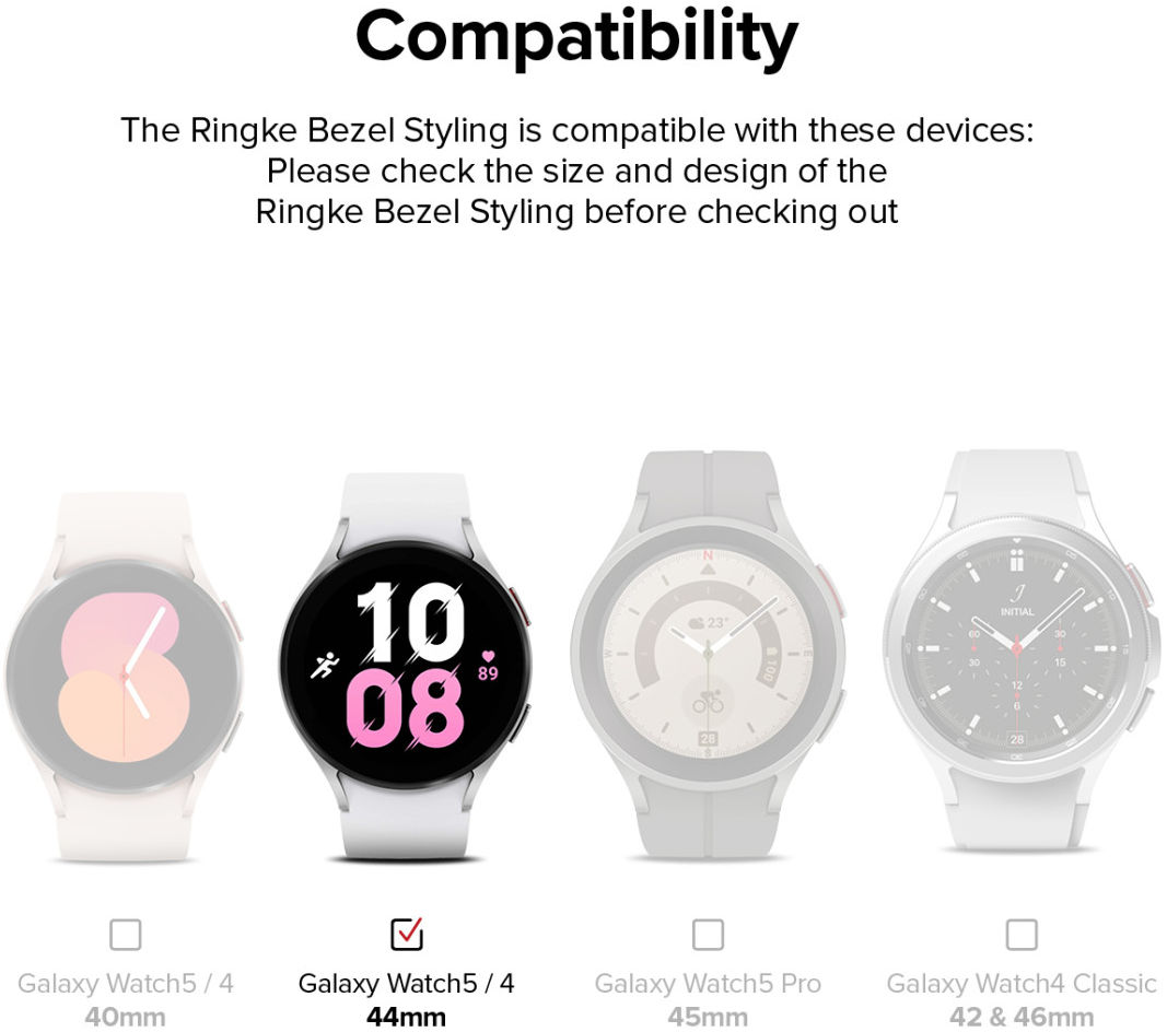 Ringke Bezel Styling - Galaxy Watch 5/4 44MM Randbeschermer - RVS - Zwart afbeelding 10