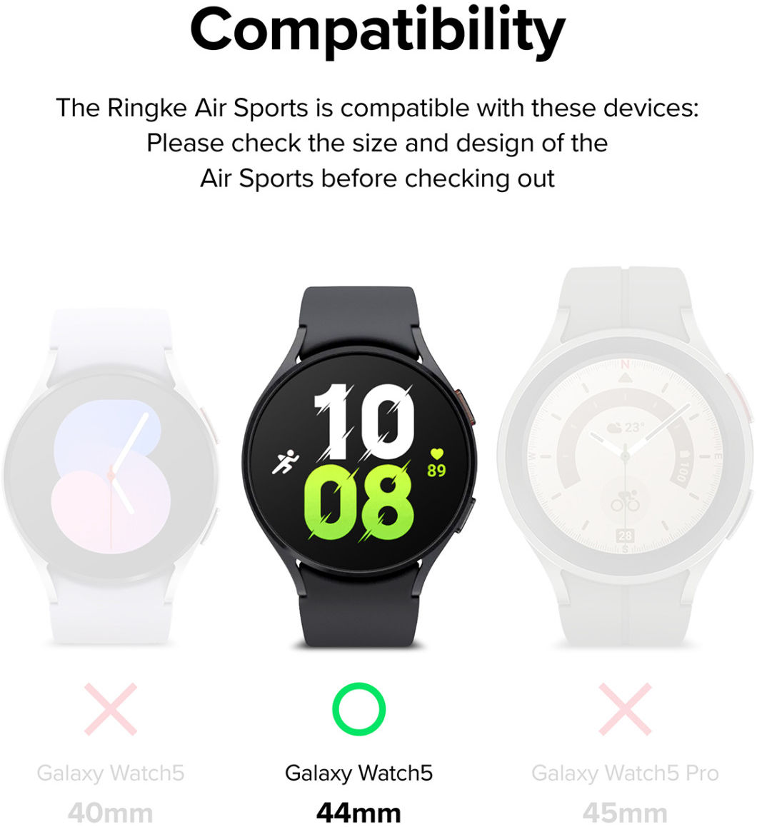 Ringke Air Sports - Samsung Galaxy Watch 5 44MM Hoesje - TPU - Zwart afbeelding 10