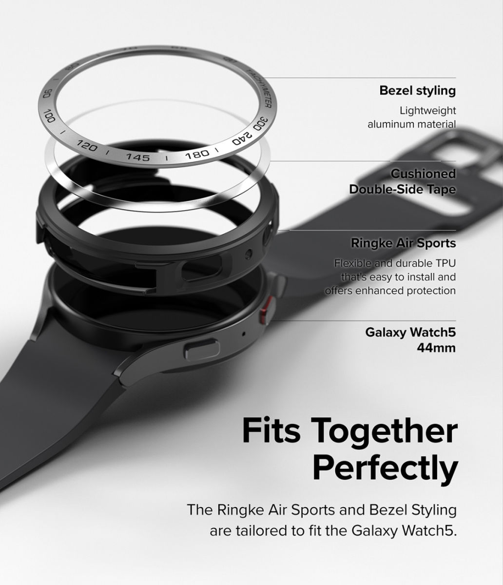 Ringke Air Sports - Bezel Styling Galaxy Watch 5 44MM - Zwart/Zilver afbeelding 5
