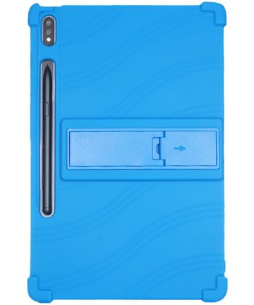 Lenovo Tab P12 Pro Kinder Tablethoes Siliconen met Kickstand Blauw Hoesjes