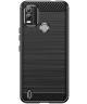 Nokia C21 Plus Hoesje Geborsteld TPU Flexibele Back Cover Zwart
