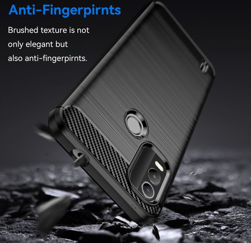 Nokia C21 Plus Hoesje Geborsteld TPU Flexibele Back Cover Zwart afbeelding 4