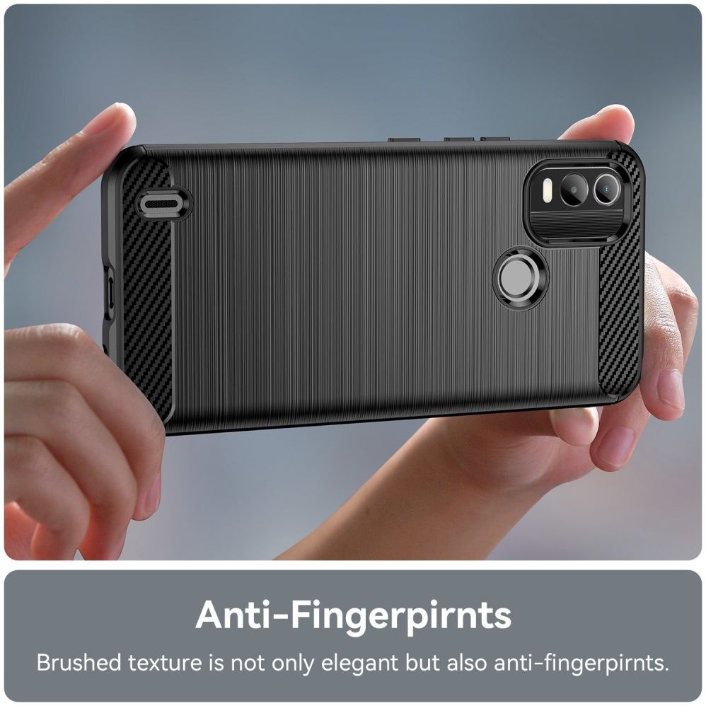 Nokia C21 Plus Hoesje Geborsteld TPU Flexibele Back Cover Zwart afbeelding 7