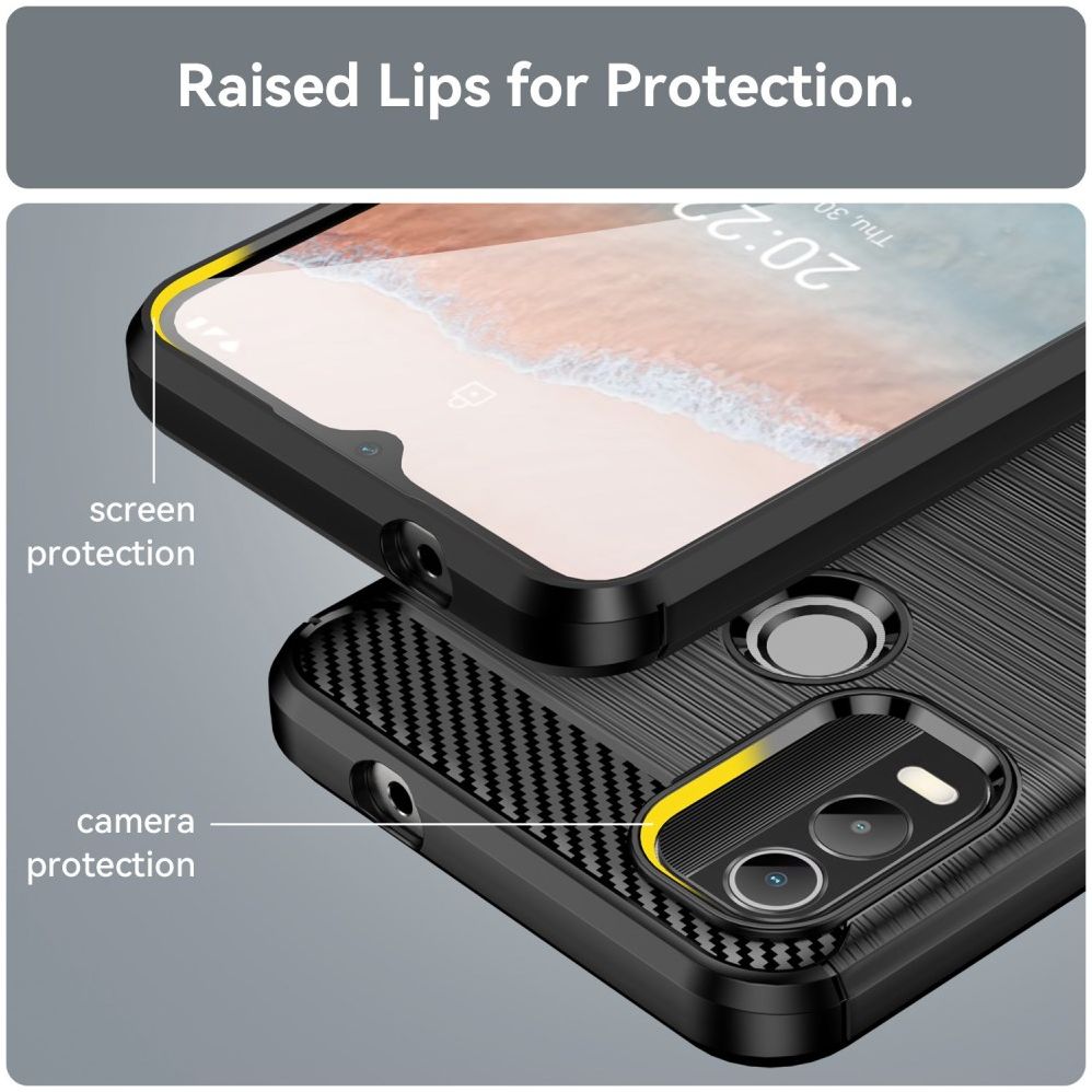 Nokia C21 Plus Hoesje Geborsteld TPU Flexibele Back Cover Zwart afbeelding 6