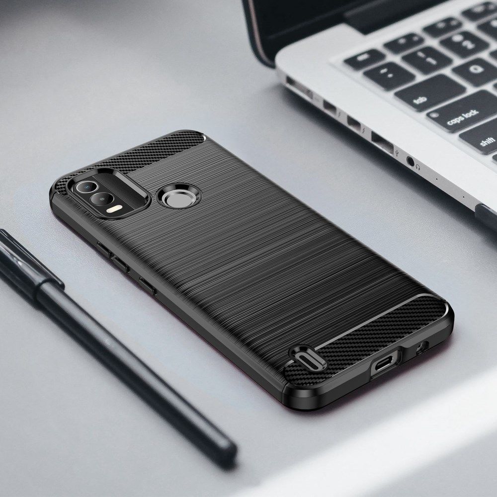 Nokia C21 Plus Hoesje Geborsteld TPU Flexibele Back Cover Zwart afbeelding 8