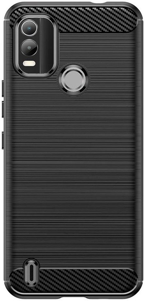 Nokia C21 Plus Hoesje Geborsteld TPU Flexibele Back Cover Zwart afbeelding 2