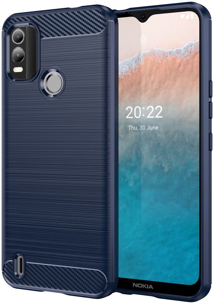 Nokia C21 Plus Hoesje Geborsteld TPU Flexibele Back Cover Blauw afbeelding 1