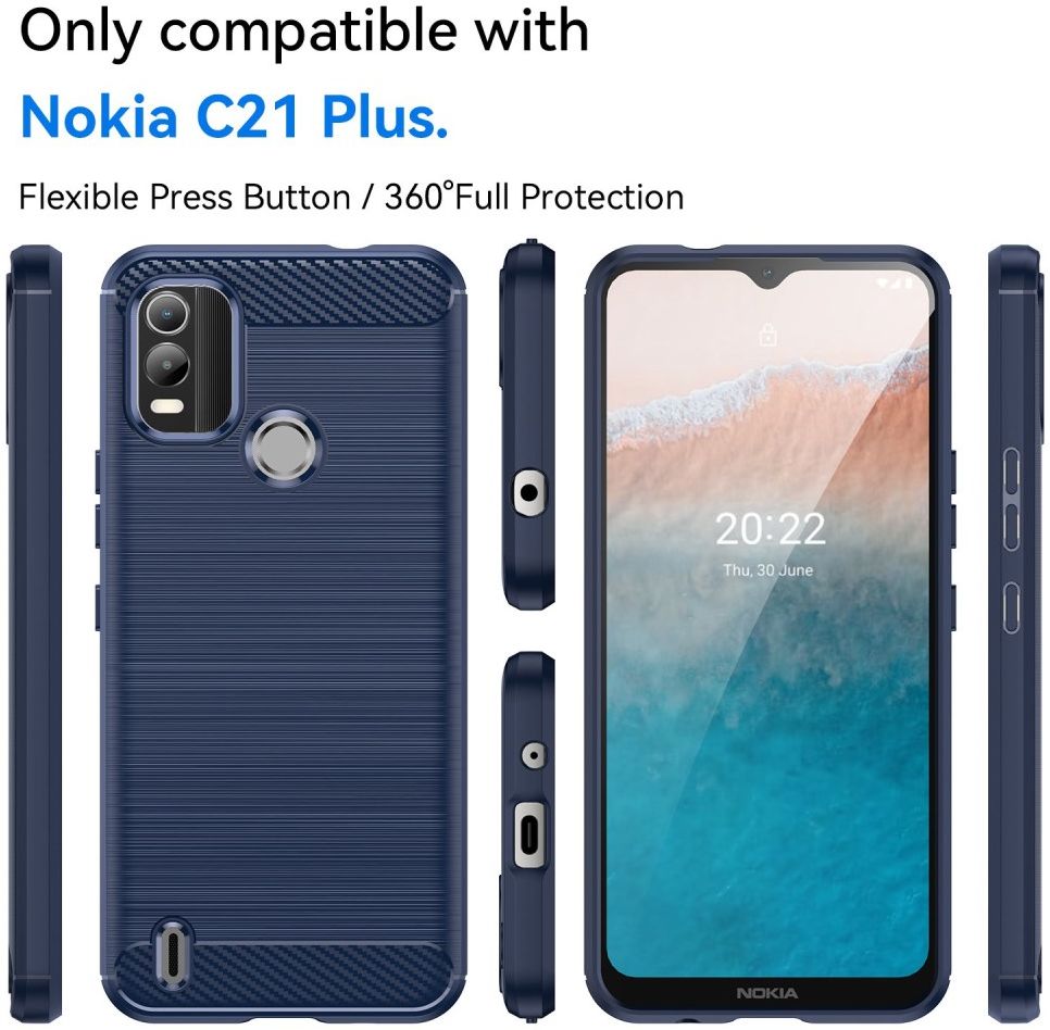 Nokia C21 Plus Hoesje Geborsteld TPU Flexibele Back Cover Blauw afbeelding 10