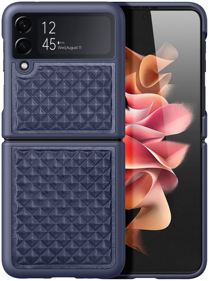 Dux Ducis Venice Samsung Galaxy Z Flip 4 Hoesje Echt Leer Cover Blauw afbeelding 1