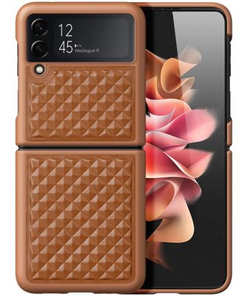 Dux Ducis Venice Samsung Galaxy Z Flip 4 Hoesje Echt Leer Cover Bruin Hoesjes