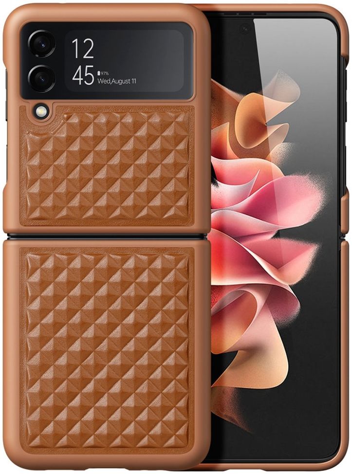 Dux Ducis Venice Samsung Galaxy Z Flip 4 Hoesje Echt Leer Cover Bruin afbeelding