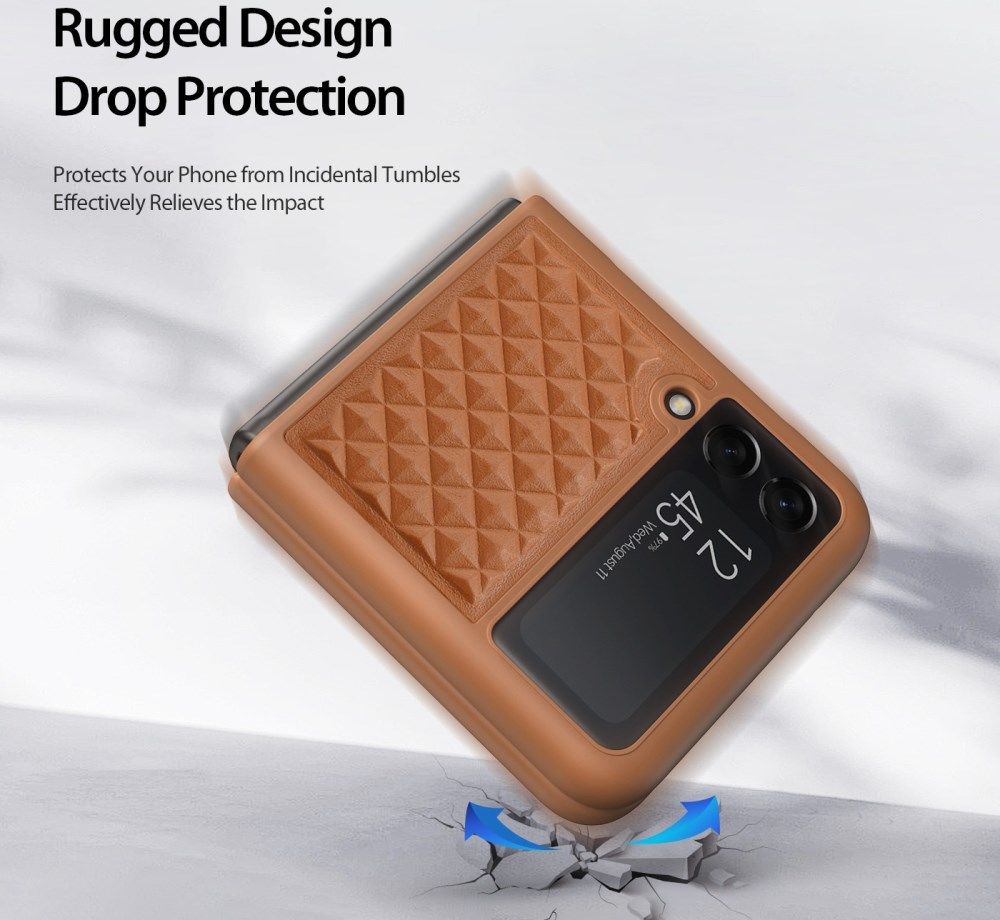 Dux Ducis Venice Samsung Galaxy Z Flip 4 Hoesje Echt Leer Cover Bruin afbeelding 3