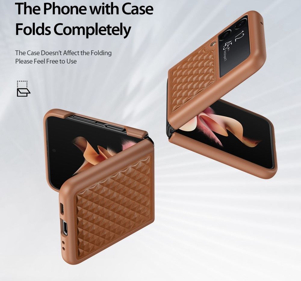 Dux Ducis Venice Samsung Galaxy Z Flip 4 Hoesje Echt Leer Cover Bruin afbeelding 4