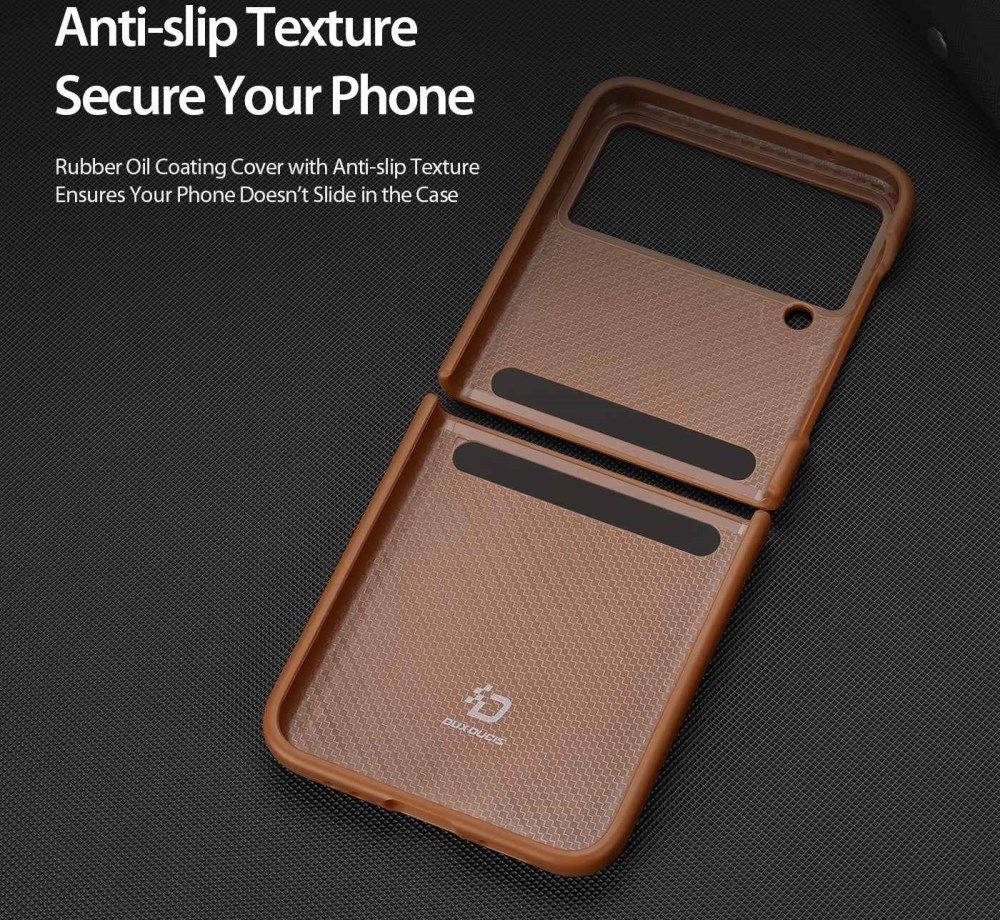 Dux Ducis Venice Samsung Galaxy Z Flip 4 Hoesje Echt Leer Cover Bruin afbeelding 7