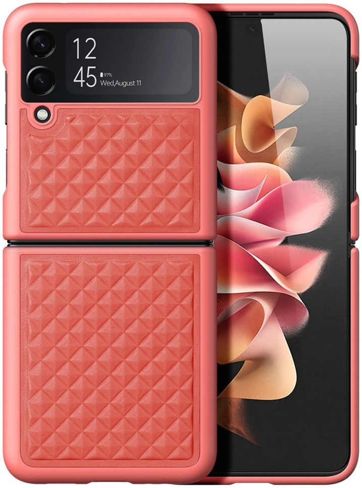 Dux Ducis Venice Samsung Galaxy Z Flip 4 Hoesje Echt Leer Cover Roze afbeelding 1