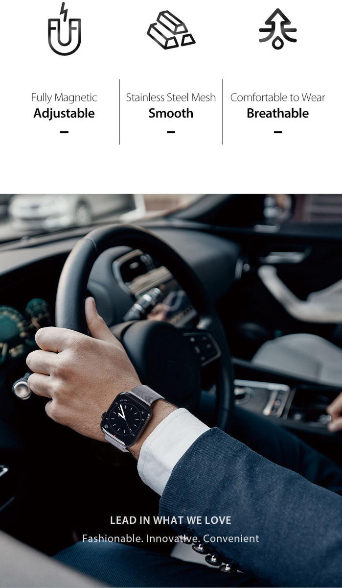 Dux Ducis - Apple Watch 1-9/SE/Ultra Band - 49MM/45MM/44MM/42MM - Staal - Grijs afbeelding 4