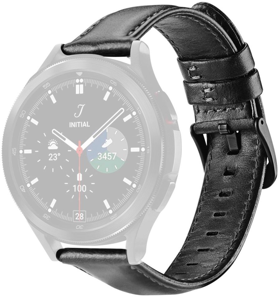 Dux Ducis Business Universeel Smartwatch Bandje 20MM Kunstleer Zwart afbeelding 3