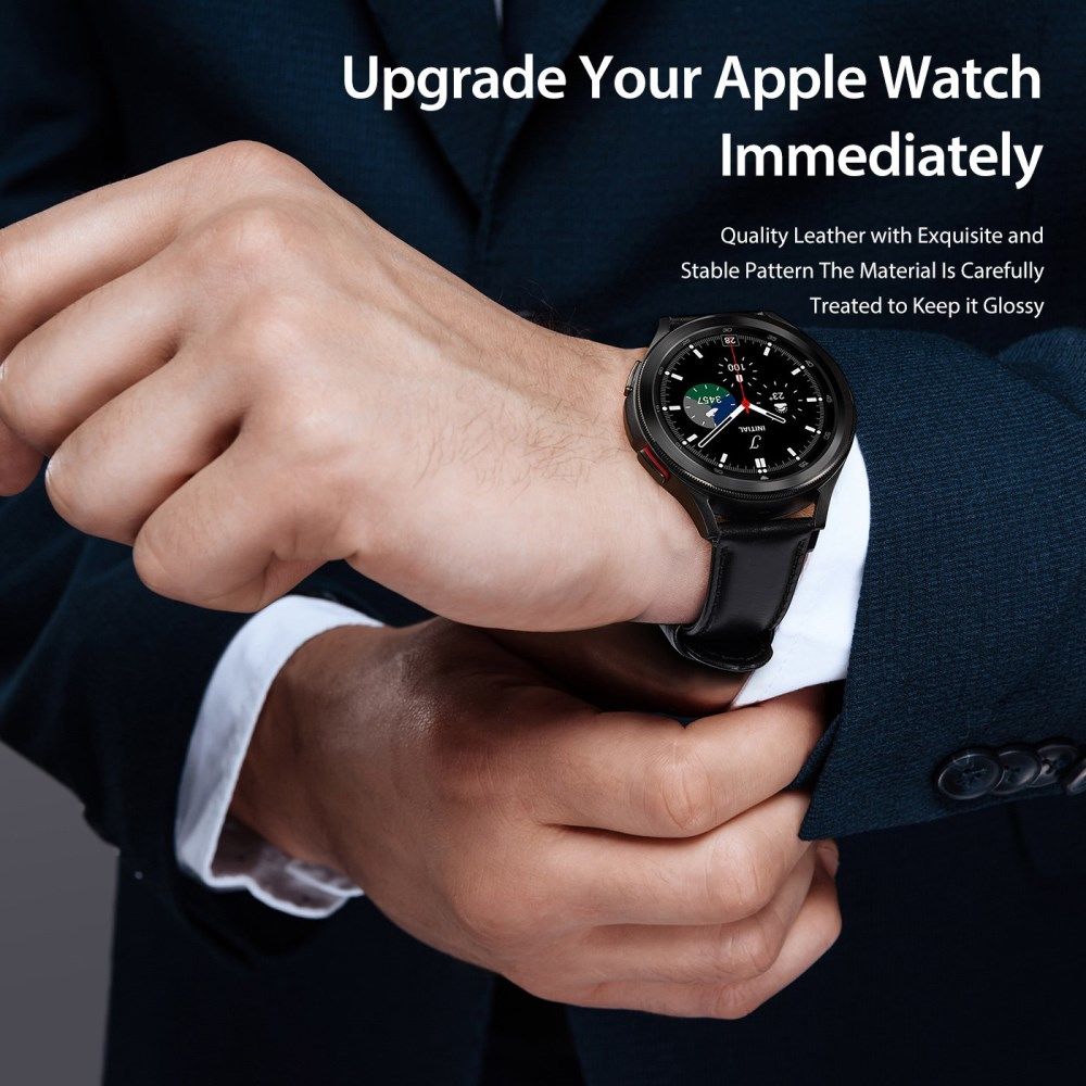 Dux Ducis Business Universeel Smartwatch Bandje 20MM Kunstleer Zwart afbeelding 7