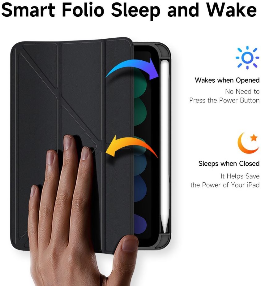 Dux Ducis Magi Series Apple iPad Mini 7/6 Hoes V-Fold Book Case Zwart afbeelding 4